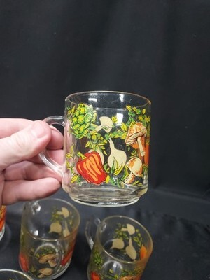 Mid Century Modern Spice of Life Mushroom Vegetable Garden Set Of 6 Glasses Item image 2