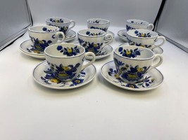 Set of 8 Spode BLUE BIRD Cup &amp; Saucer Sets England Fine Stone (4 bonus saucers) - £112.11 GBP