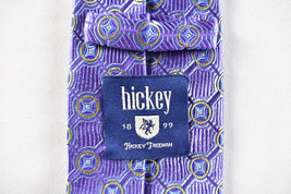 Hickey by Hickey Freeman Mens Silk Neck Tie Purple  Blue Geometric 3.5” in - £21.95 GBP