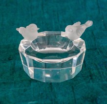 Vintage Glass Trinket Dish Bird Bath with 2 Frosted Birds - Home Decoration Gift - $44.55