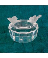 Vintage Glass Trinket Dish Bird Bath with 2 Frosted Birds - Home Decorat... - $44.55