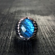 AAA Blue Flash Labradorite Ring Mens Handmade 925 Silver Christmas Gift Jewelry - £43.76 GBP