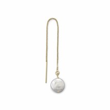 8 mm Cultured Freshwater Coin Pearl Threader Earring 14K Yellow Gold Filled 1PCS - £50.44 GBP