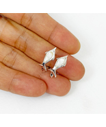 White Mother Pearl Dolphin Hoop Earrings 925 Sterling Silver, Women Ocean Gifts  - $55.00