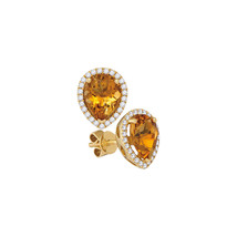 14k Yellow Gold Womens Pear Citrine Solitaire Diamond Frame Earrings 1-1/2 Cttw - £779.74 GBP