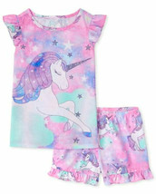 NWT The Childrens Place Unicorn Short Sleeve Girls Pajamas Set - £6.63 GBP