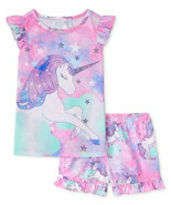 NWT The Childrens Place Unicorn Short Sleeve Girls Pajamas Set - £6.61 GBP