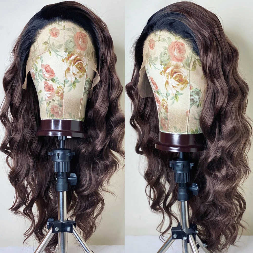 AIMEYA Ombre Brown Wig Synthetic Lace Wigs for Women Long Wavy Lace Front Wig - £18.96 GBP+
