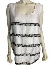 Nic + Zoe Womens Woven Lined Embroidered Sleeveless Tank White/Black 3X - £19.03 GBP