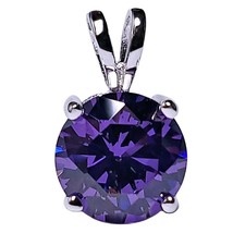 3.25 ct. Genuine Amethyst Solitaire Pendant Necklace in Sterling Silver - £36.44 GBP