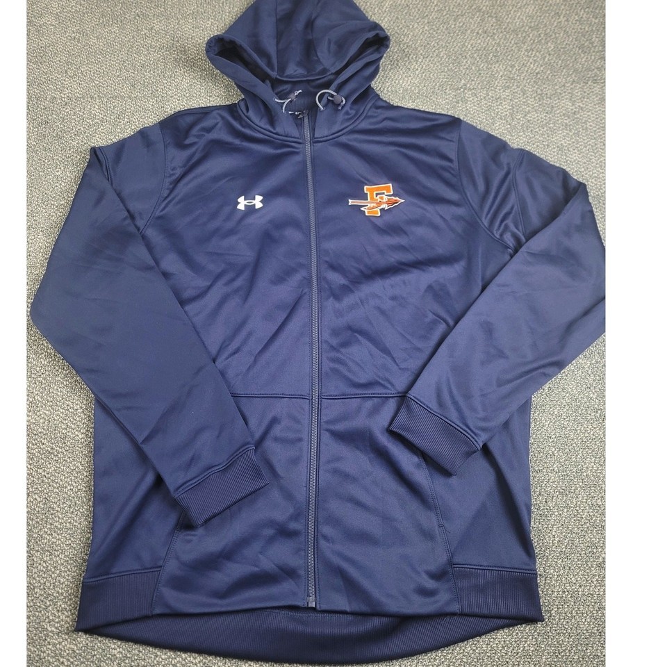 Under Armour Men&#39;s XL Storm Fleece FZ Navy Full Zip Hoodie Sport Embroidery - $24.97