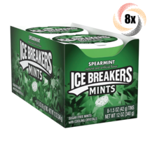 Full Box 8x Tins Ice Breakers Spearmint Flavor | 50 Mints Per Tin | 1.5oz - £25.25 GBP