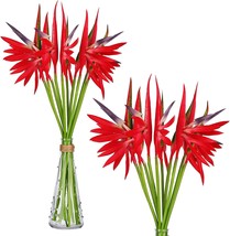 10 Pieces Bird Of Paradise Artificial Plant 22 Inch Hawaiian Tropical, Red - $37.99
