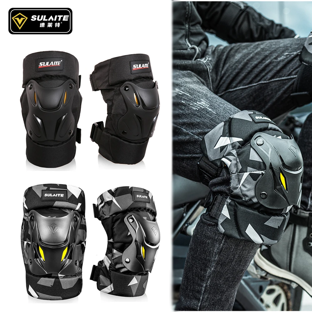 1 Pair Motorcycle Knee Shin Guard Pads Black Adjustable Knee Cap Pads Protector - £13.00 GBP+