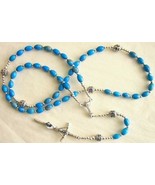 CATHOLIC ROSARY PRAYER BEADS ARIZONA TURQUOISE STERLING - £91.00 GBP