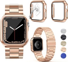 Compatible with iWatch Band with 2Pcs Case, Stainless Steel (42mm, Rose ... - $17.41