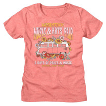 Woodstock Floral Hippie Van Women&#39;s T Shirt Music Arts Fair Bethel Rock ... - £21.55 GBP+