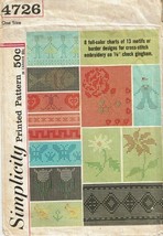 Simplicity Sewing Pattern 4726 Cross Stitch Embroidery Charts - £4.68 GBP