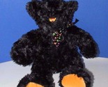 Ganz Plush Midnight 10&quot; stuffed teddy bear black orange star bow texture... - $10.39