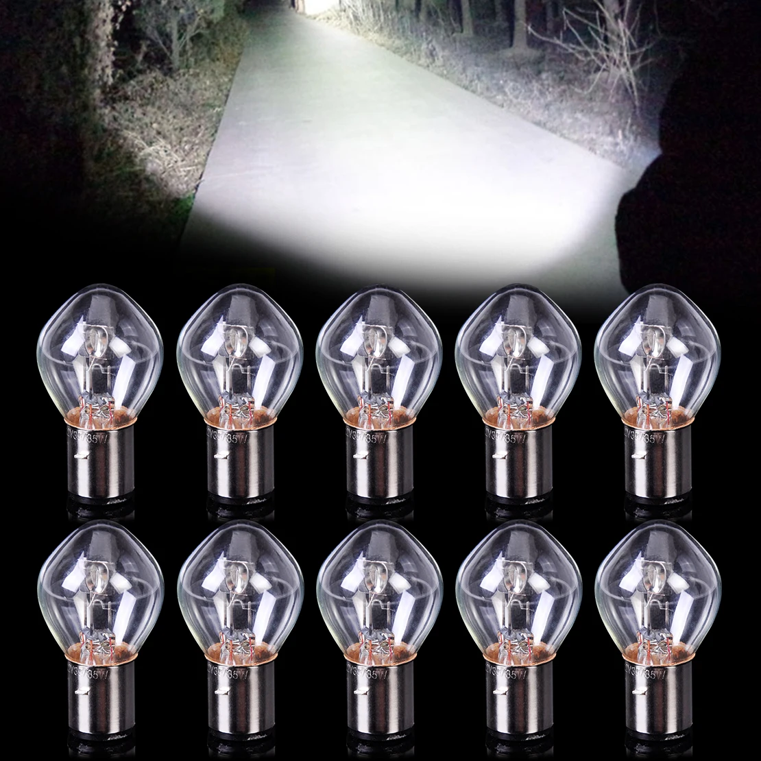 DWCX 10pcs Motorcycle Head Light Headlight Bulb 12V 35W B35 BA20D fit  Chinese G - $471.16