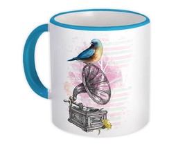 Bird Vinyl Player Vintage : Gift Mug Cute Decor Ecology Nature Aviary - £12.50 GBP
