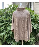 Gap Turtleneck Poncho Sweater Womens M L XL Cable Knit Camel Neutral Woo... - $451.09 MXN