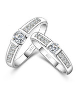 Engraved Zirconium Sterling Silver Couples Rings Set for Two - $44.00