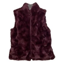 Nicole Miller Original Reversible Vest Wine Red Faux Fur Quilted Womens Small - £15.63 GBP
