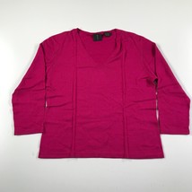 MAG Womens Large Sweater Pink Silk Cashmere Blend V Neck Long Sleeve Warm Soft - £20.40 GBP