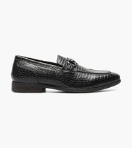 Stacy Adams Feronte Moc Toe Bit Slip On Croco Print Leather Black 25623-001 image 3