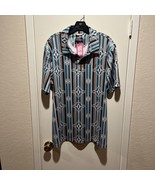 Panhandle Performance Quarter Snap Western Aztec Turquoise Polo Mens Siz... - $49.94 CAD