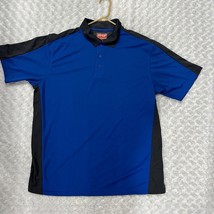 Red Kap Polo Shirt Mens Blue &amp; Black  Stretch XL Golf Business Button Up Casual - £11.76 GBP