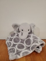 HB Hudson Baby Elephant Lovey Security Blanket Gray White Circles Rings Dots - £5.70 GBP
