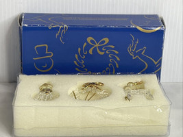 Hand Spun Sparkling Glass Christmas Ornaments 22K Trim set/3 Avon 2000 - £11.69 GBP