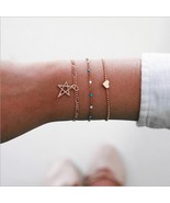 Bracelet Set Love Heart Pierced Star Pentagram Women Bracelet Bohemia Ch... - $11.99