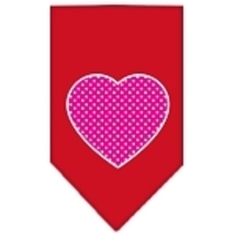 Pink Swiss Dot Heart Screen Print Bandana Red Small - £9.11 GBP