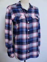 Gap + Pendleton Boyfriend Plaid Flannel Shirt XS Blue Pink Gray Soft Wom... - £14.95 GBP