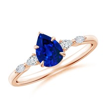 ANGARA Lab-Grown Ct 1.28 Pear-Shaped Blue Sapphire Engagement Ring in 14K Gold - £684.36 GBP