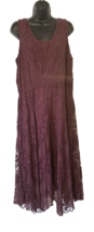 Reba Maroon Wine Color Lace Lined Maxi Dress Size 1X Sleeveless Embellished - £27.07 GBP
