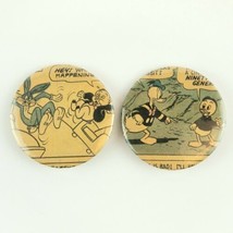 Disney Donald Looney Tunes Porky Bugs Vintage Pinbacks 2 Buttons Comics - £7.22 GBP