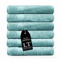 Lavish Touch 100% Cotton 600 GSM Melrose Pack of 6 Hand Towels Sea Green - £18.67 GBP