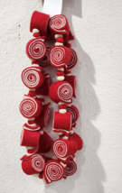 Christmas Peppermint Red White Candy Cane Wool Garland Decor 6FT NEW - $29.69