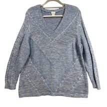 Chicos Sweater Women&#39;s Size 4 US XXL Blue Open Knit Pullover Casual Classic - £23.03 GBP