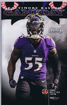 ORIGINAL Vintage Nov 27 2016 Baltimore Ravens vs Bengals Program Terrell Suggs - £7.90 GBP