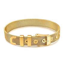 18K Gold Plated Stainless Steel Buckle Style Bracelet Waterproof Hypoallergenic - £25.89 GBP