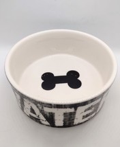 Petrageous Designs Stoneware Distressed Water Pet Bowl Bone Spell Out Bl... - £10.25 GBP