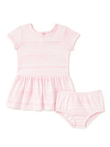 Wonder Nation Baby Girl Knit Cotton Dress Set Peach Whisper Size 3-6 Months - £15.79 GBP