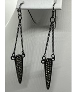 Sequin Pave Dangle Teardrop Earrings in Hematite - £13.19 GBP