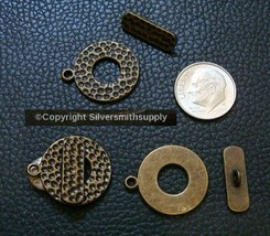 3 Bronze pl 23mm 7/8 in Hammered toggle jewelry clasps bracelet necklace fpc367 - £1.54 GBP
