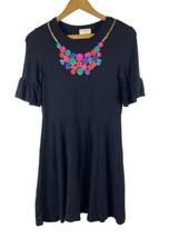 Kate Spade Dress 14 Girls Black Necklace Print Short Sleeve Knit Fit &amp; F... - £44.66 GBP